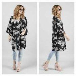 Spiritual Gangster Black Floral Maya Kimono Robe